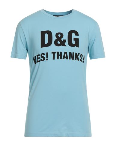 Dolce & Gabbana Man T-shirt Sky Blue Size 34 Cotton, Elastane