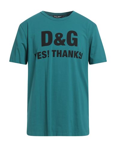 Dolce & Gabbana Man T-shirt Deep Jade Size 44 Cotton, Elastane In Green