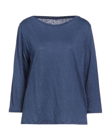 Majestic Filatures Woman T-shirt Navy Blue Size 3 Linen, Elastane