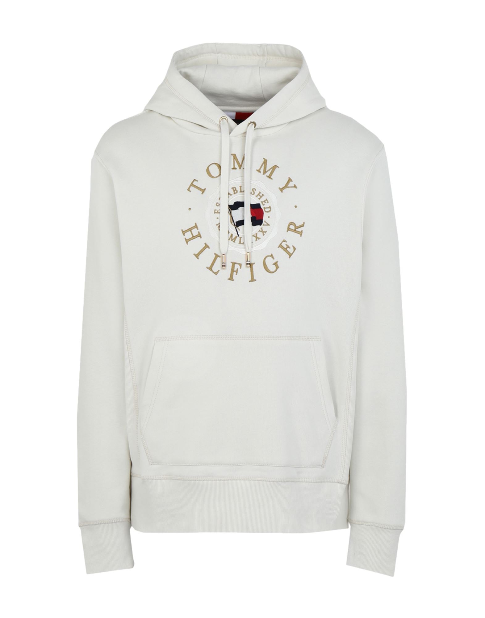 《セール開催中》TOMMY HILFIGER メンズ スウェットシャツ アイボリー S オーガニックコットン 95% / ポリエステル 5% ICON COIN HOODIE