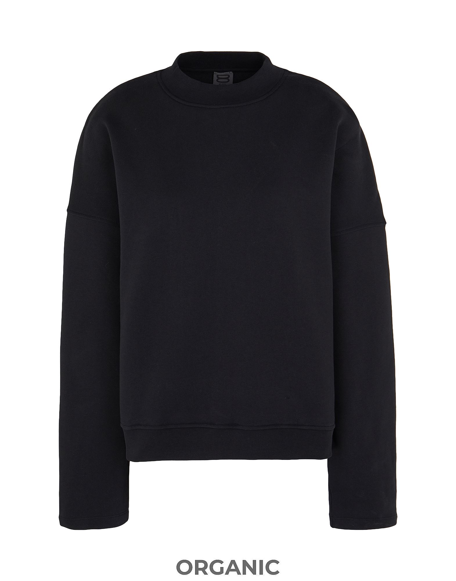 Shop 8 By Yoox Organic Jersey Mock Neck Oversize Sweater Woman Sweatshirt Black Size Xl Organic Cotton