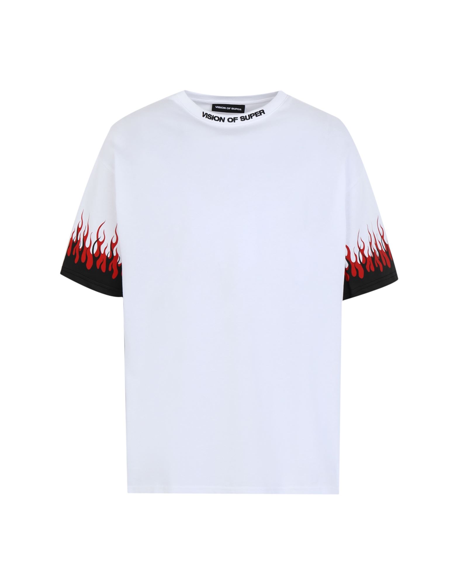 Shop Vision Of Super White T-shirt Double Flames Man T-shirt White Size Xl Cotton