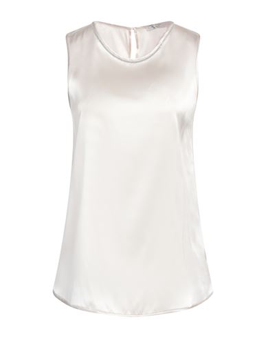 Shop Peserico Woman Top White Size 12 Silk, Elastane