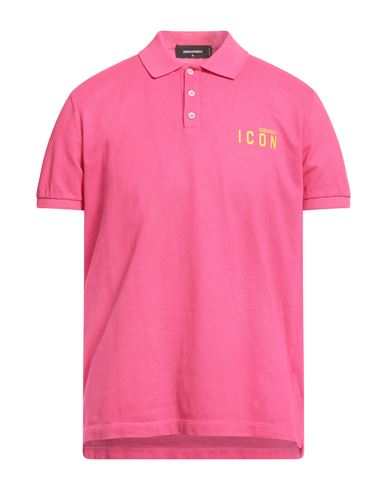 Dsquared2 Man Polo Shirt Fuchsia Size M Cotton In Pink