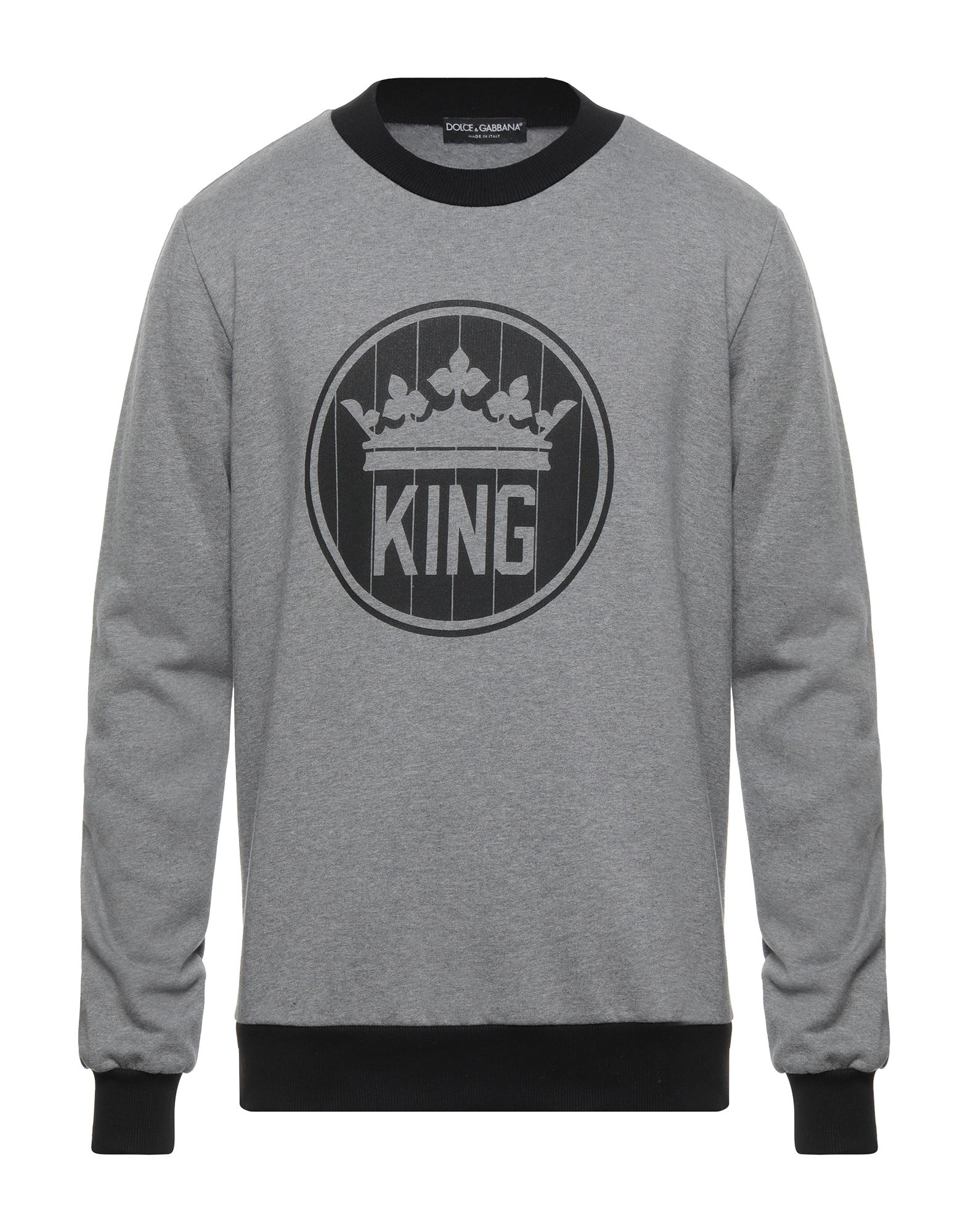 Dolce & Gabbana Gray Crown King Cotton Pullover Sweater In Light Grey