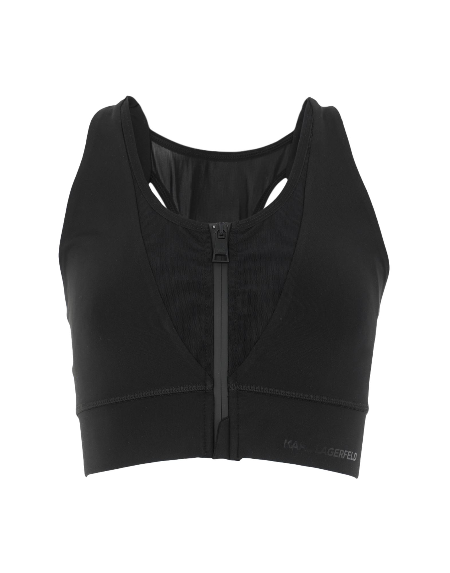 《セール開催中》KARL LAGERFELD レディース トップス ブラック M ポリエステル 75% / ポリウレタン 25% SPORTS BRA W/POWERMESH