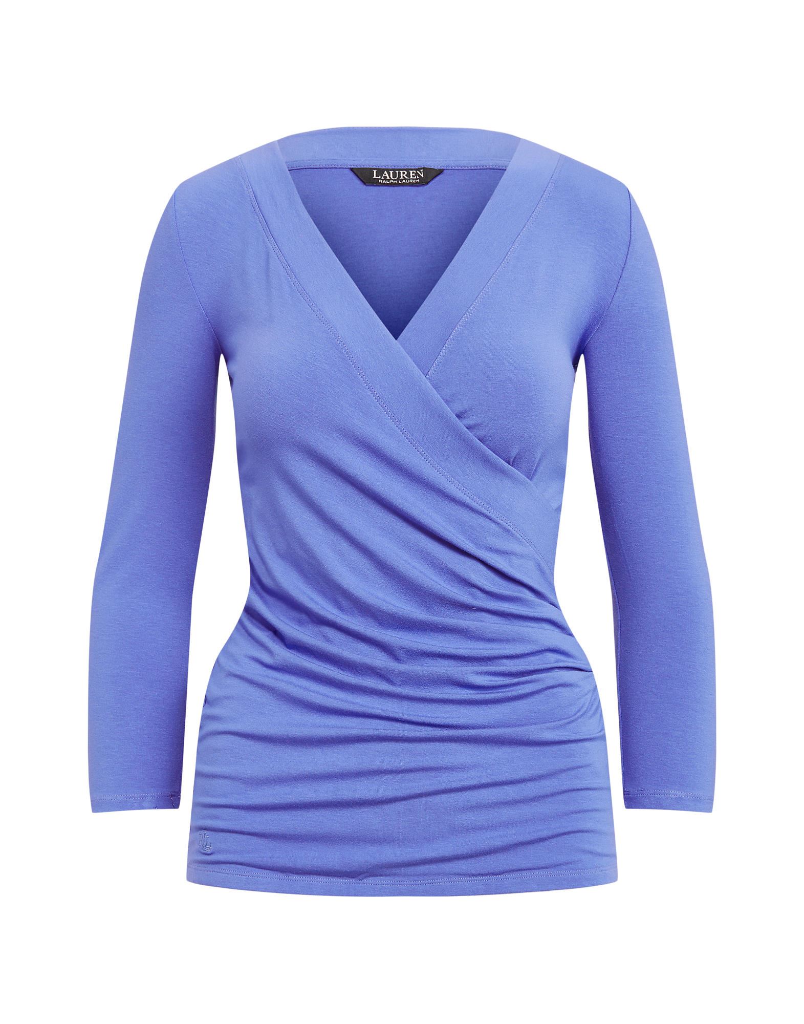 Ralph Lauren Surplice Jersey Top In Blue