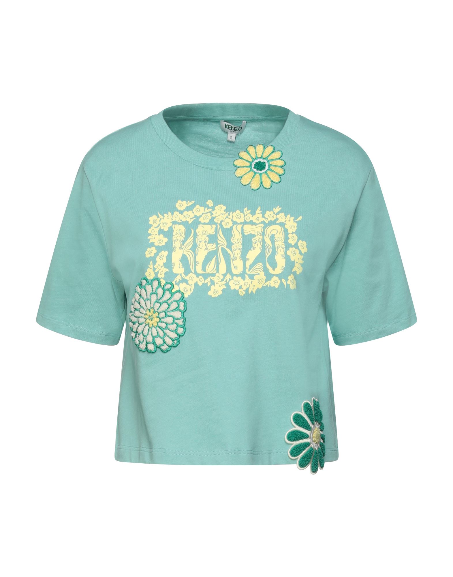 《セール開催中》KENZO レディース T シャツ ライトグリーン XS コットン 100% / ポリエステル / アクリル / ウール / ポリウレタン