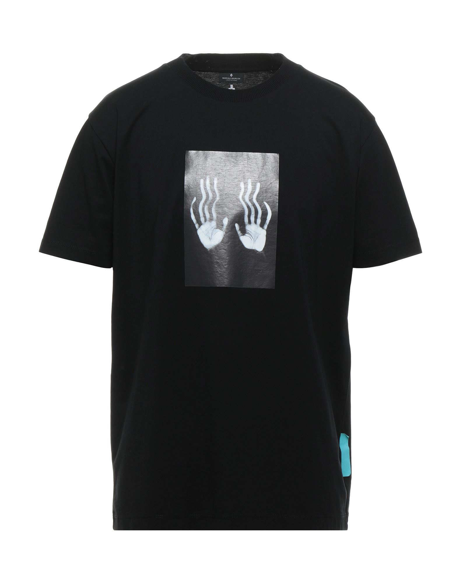 《セール開催中》MARCELO BURLON メンズ T シャツ ブラック S コットン 100% / ポリウレタン / ポリエステル / セルロース