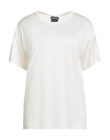 Tom Ford Woman T-shirt Cream Size 4 Silk In White