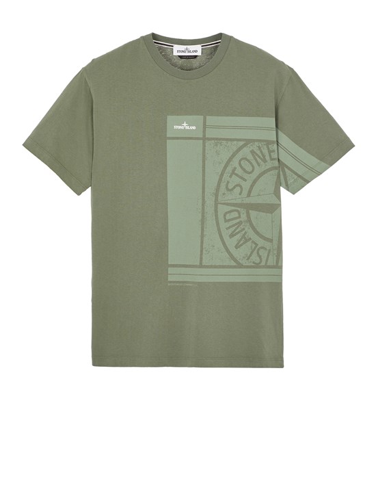 T-Shirt Herr 2NS81 COTTON JERSEY, 'MOSAIC FOUR' PRINT, GARMENT DYED_SLIM FIT Front STONE ISLAND
