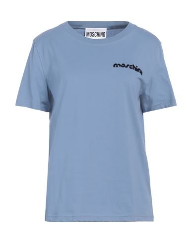 Moschino Woman T-shirt Light Blue Size 8 Cotton