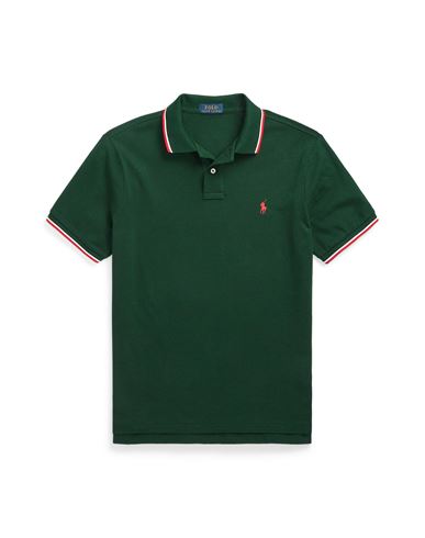 Polo Ralph Lauren Custom Slim Fit Mesh Polo Shirt Man Polo Shirt Dark Green Size Xxl Cotton