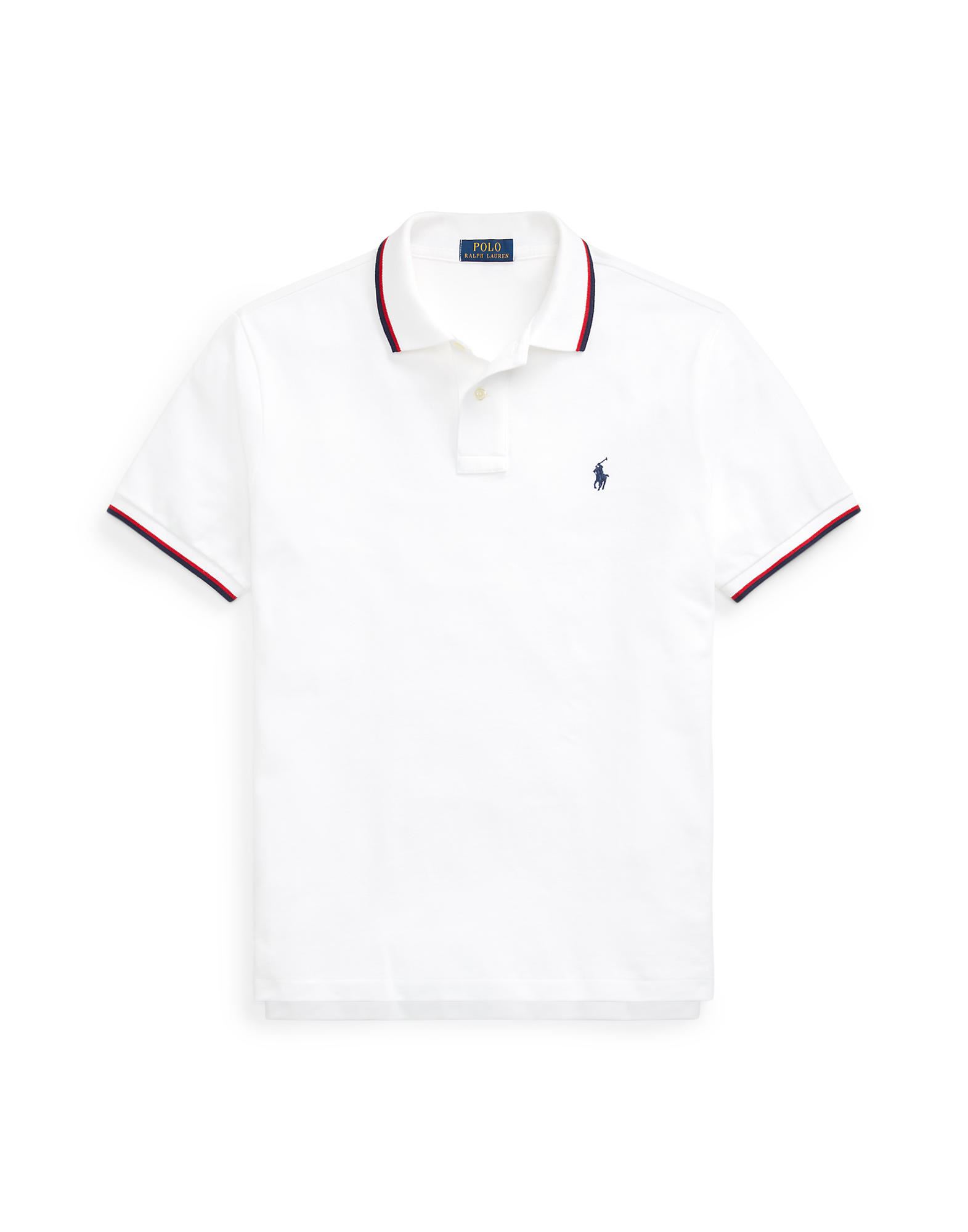 Polo Ralph Lauren Custom Slim Fit Mesh Polo Shirt Man Polo Shirt White Size Xxl Cotton