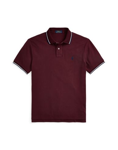 Polo Ralph Lauren Custom Slim Fit Mesh Polo Shirt Man Polo Shirt Burgundy Size Xxl Cotton In Red