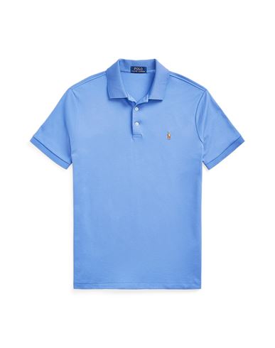 Polo Ralph Lauren Custom Slim Fit Soft Cotton Polo Shirt Man Polo Shirt Pastel Blue Size Xxl Cotton