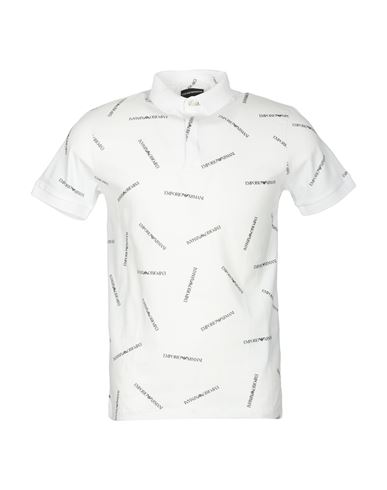 Emporio Armani Man Polo Shirt White Size M Cotton, Polyester, Elastane