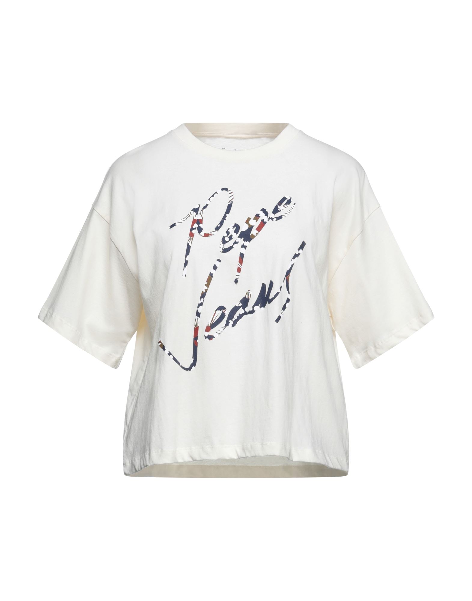 《セール開催中》PEPE JEANS レディース T シャツ アイボリー S オーガニックコットン 60% / 再生コットン 40%