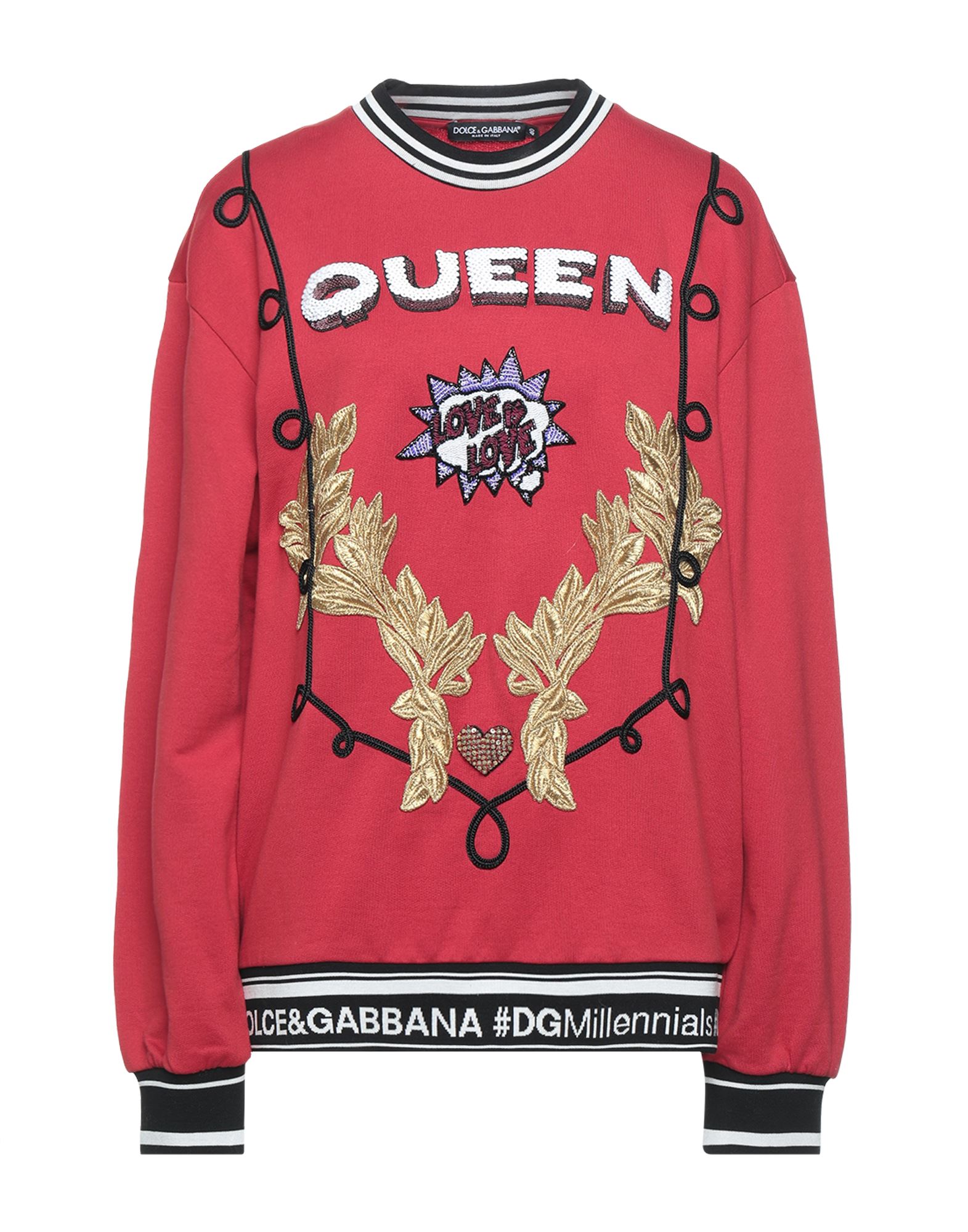 《セール開催中》DOLCE & GABBANA レディース スウェットシャツ レッド 38 コットン 100% / レーヨン / ポリエステル / ガラス / ナイロン