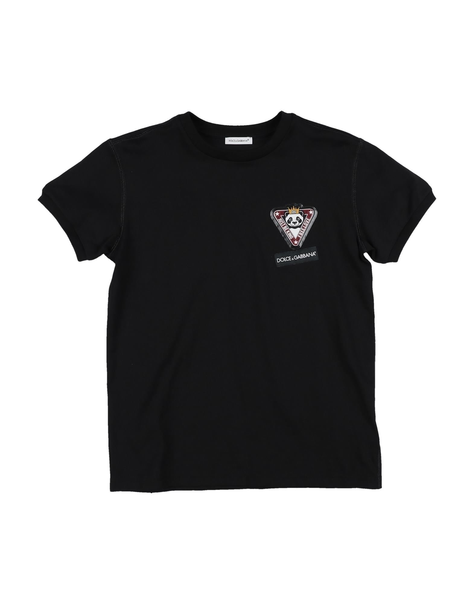 《セール開催中》DOLCE & GABBANA ボーイズ 9-16 歳 T シャツ ブラック 9 コットン 100% / ポリウレタン / ポリエステル / ナイロン / ポリウレタン