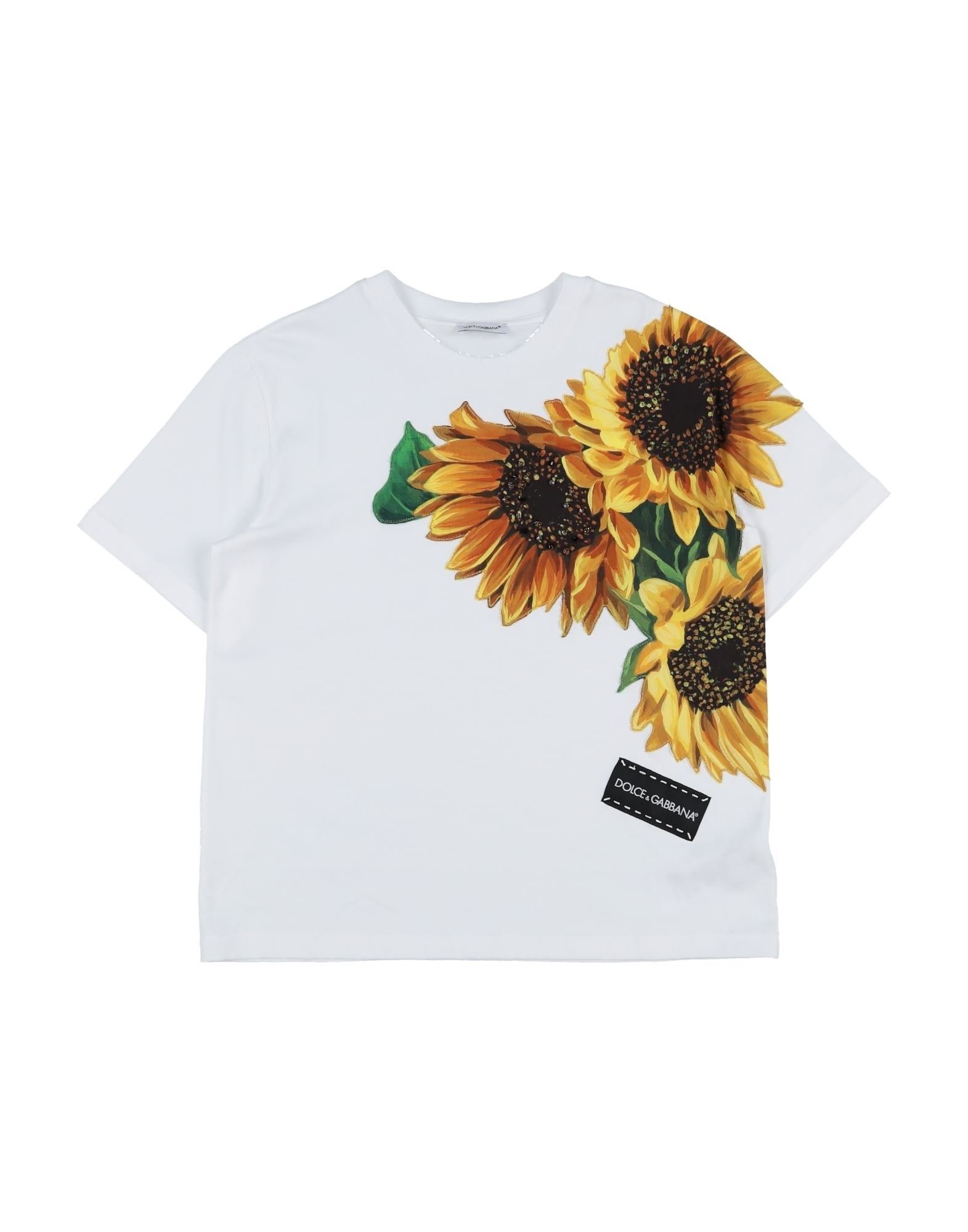 《セール開催中》DOLCE & GABBANA ガールズ 9-16 歳 T シャツ ホワイト 9 コットン 100% / クリスタル / ポリエステル