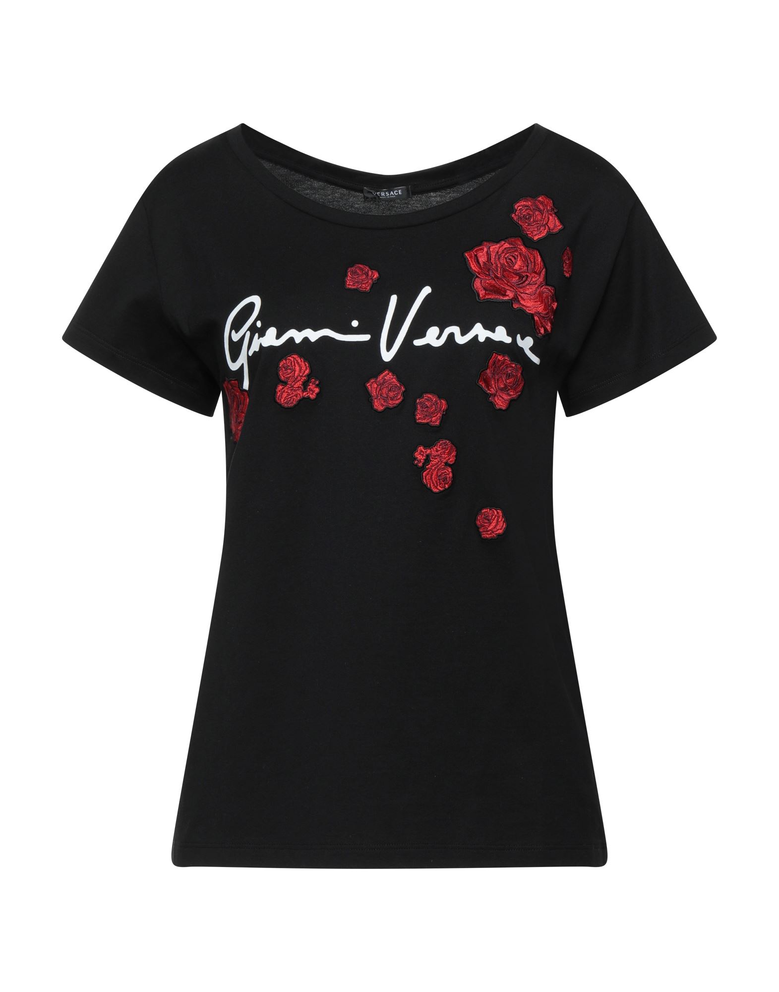 Versace Woman T-shirt Black Size 10 Cotton, Viscose
