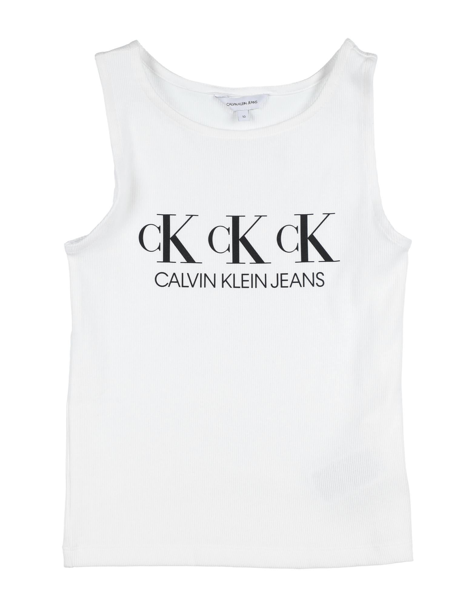 《セール開催中》CALVIN KLEIN JEANS ガールズ 3-8 歳 T シャツ ホワイト 4 オーガニックコットン 94% / ポリウレタン 6%