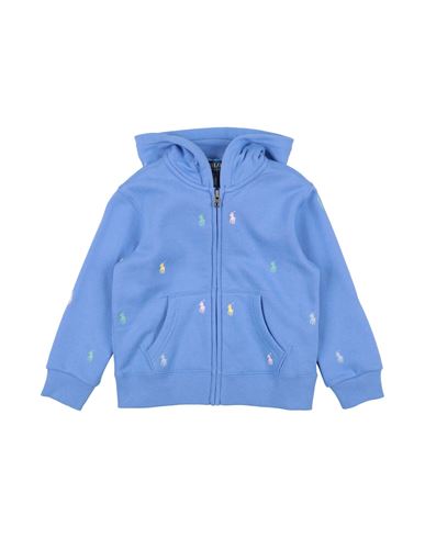 Shop Polo Ralph Lauren Polo Pony Fleece Full-zip Hoodie Toddler Boy Sweatshirt Light Blue Size 5 Cotton,