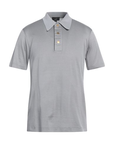 Dunhill Man Polo Shirt Grey Size M Cotton, Mulberry Silk