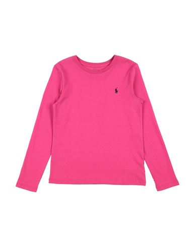 Polo Ralph Lauren Babies'  Long Sleeve Jersey T-shirt Toddler Girl T-shirt Magenta Size 5 Cotton