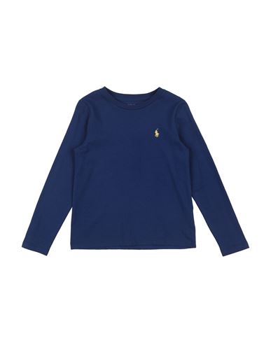 Polo Ralph Lauren Babies'  Long Sleeve Jersey T-shirt Toddler Girl T-shirt Navy Blue Size 5 Cotton