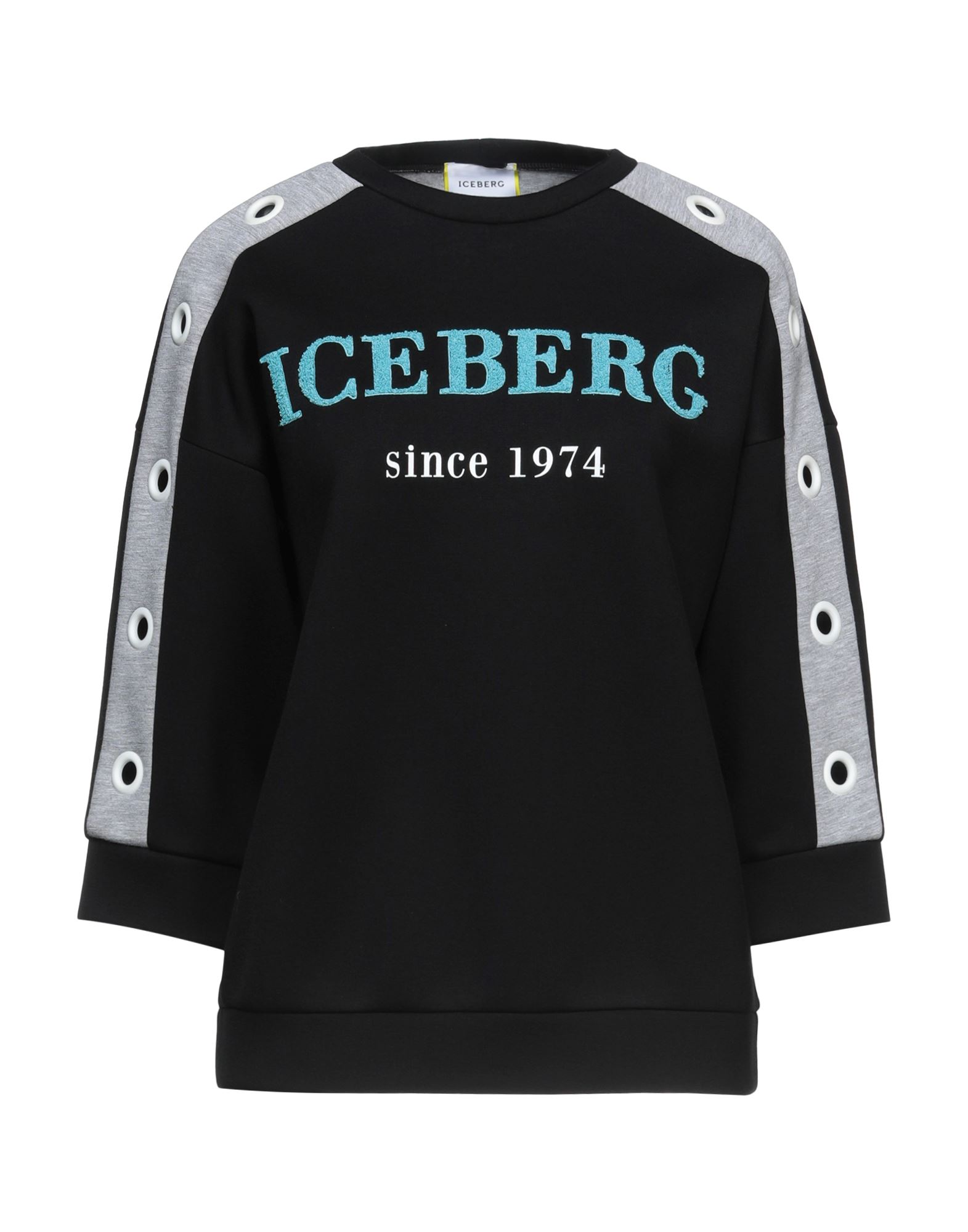 《セール開催中》ICEBERG レディース スウェットシャツ ブラック 40 レーヨン 90% / ポリエステル 10% / コットン