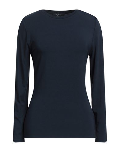 Alpha Studio Woman T-shirt Midnight Blue Size 8 Viscose, Elastane