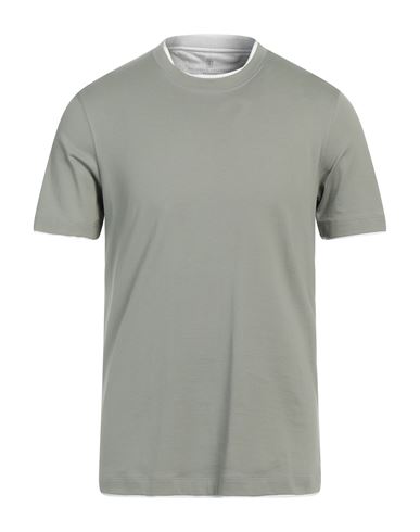 Brunello Cucinelli Man T-shirt Lead Size 3xl Cotton In Grey