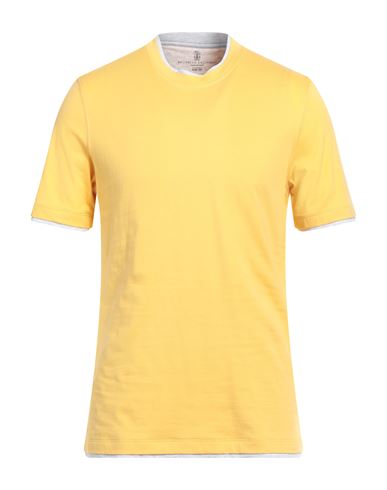 Brunello Cucinelli Man T-shirt Yellow Size L Cotton