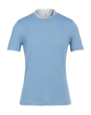 Brunello Cucinelli Man T-shirt Sky Blue Size 3xl Cotton