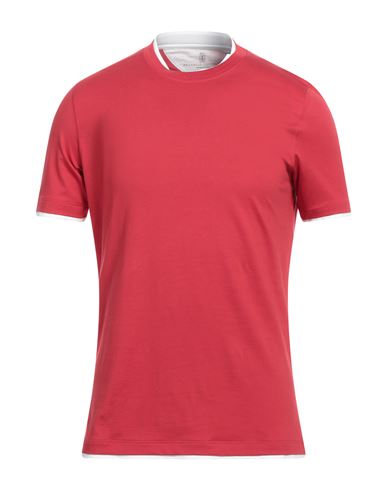 Shop Brunello Cucinelli Man T-shirt Red Size L Cotton
