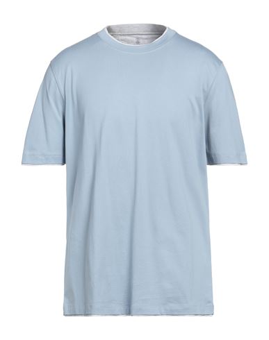 Brunello Cucinelli Man T-shirt Light Blue Size Xxl Cotton