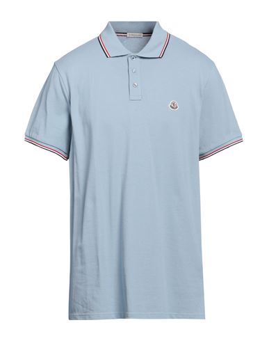 Moncler Man Polo Shirt Sky Blue Size 3xl Cotton