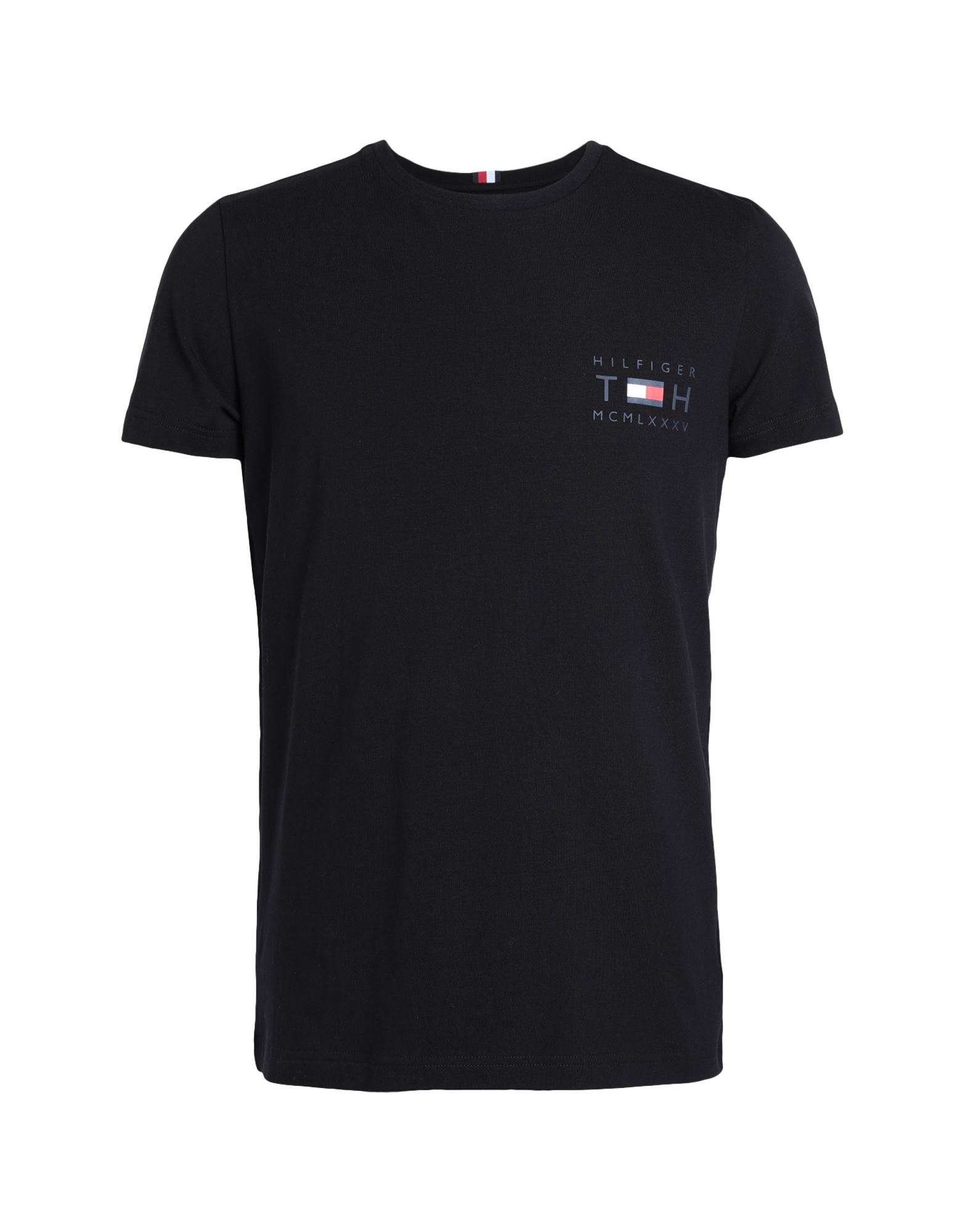 《セール開催中》TOMMY HILFIGER メンズ T シャツ ブラック S オーガニックコットン 96% / ポリウレタン 4% STRETCH SLIM CORPORATE T-SHIRT