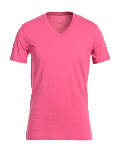 Armani Exchange Man T-shirt Fuchsia Size S Pima Cotton In Pink