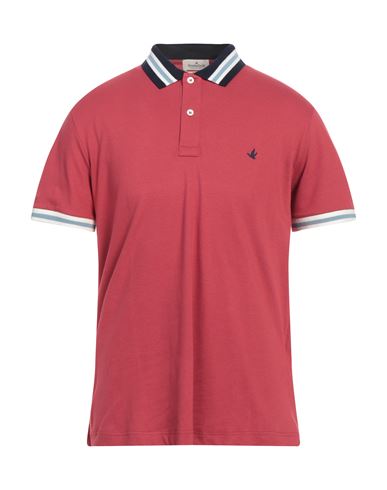 Brooksfield Man Polo Shirt Red Size 38 Cotton, Elastane