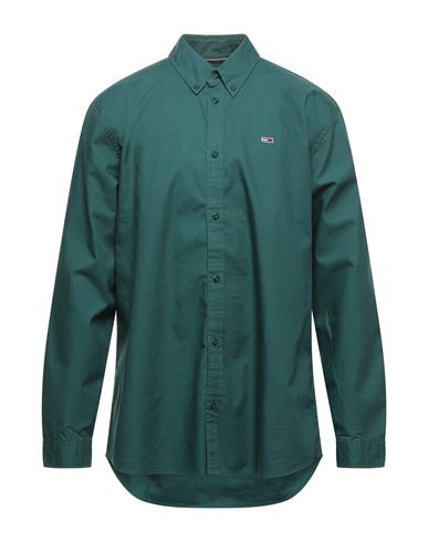 Tommy Jeans Man Shirt Emerald Green Size S Cotton