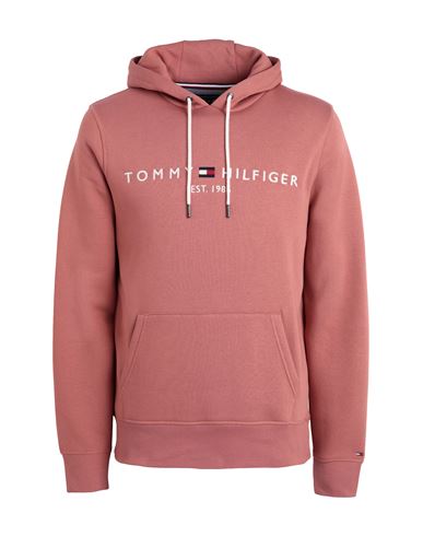 Tommy Hilfiger Tommy Logo Hoody Man Sweatshirt Pastel Pink Size Xxl Cotton, Polyester