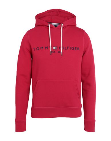 Tommy Hilfiger Tommy Logo Hoody Man Sweatshirt Red Size L Cotton, Polyester