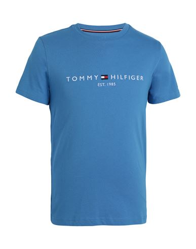 Tommy Hilfiger Tommy Logo T-shirt Man T-shirt Pastel Blue Size L Organic Cotton