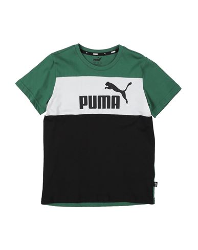Puma Babies'  Ess+ Colorblock Tee B Toddler T-shirt Green Size 4 Cotton, Polyester