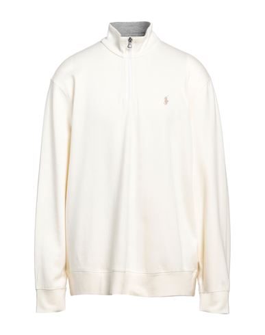 Polo Ralph Lauren Luxury Jersey Quarter-zip Pullover Man Sweatshirt Off White Size Xl Cotton, Viscos