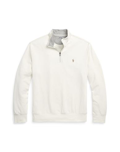 Polo Ralph Lauren Luxury Jersey Quarter-zip Pullover Man Sweatshirt Ivory Size L Cotton, Viscose, Ny In White