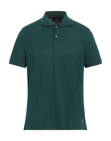 Shop Dunhill Man Polo Shirt Dark Green Size L Cotton, Elastane